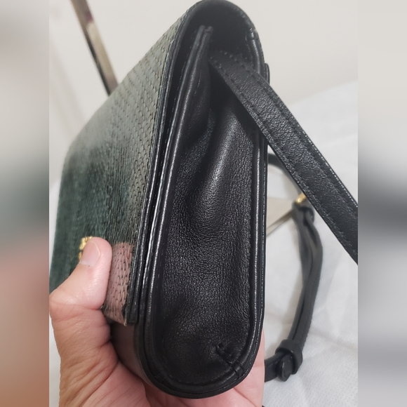 MCM Crossbody Black & Turquoise Reptile Leather Bag - Picture 8 of 14